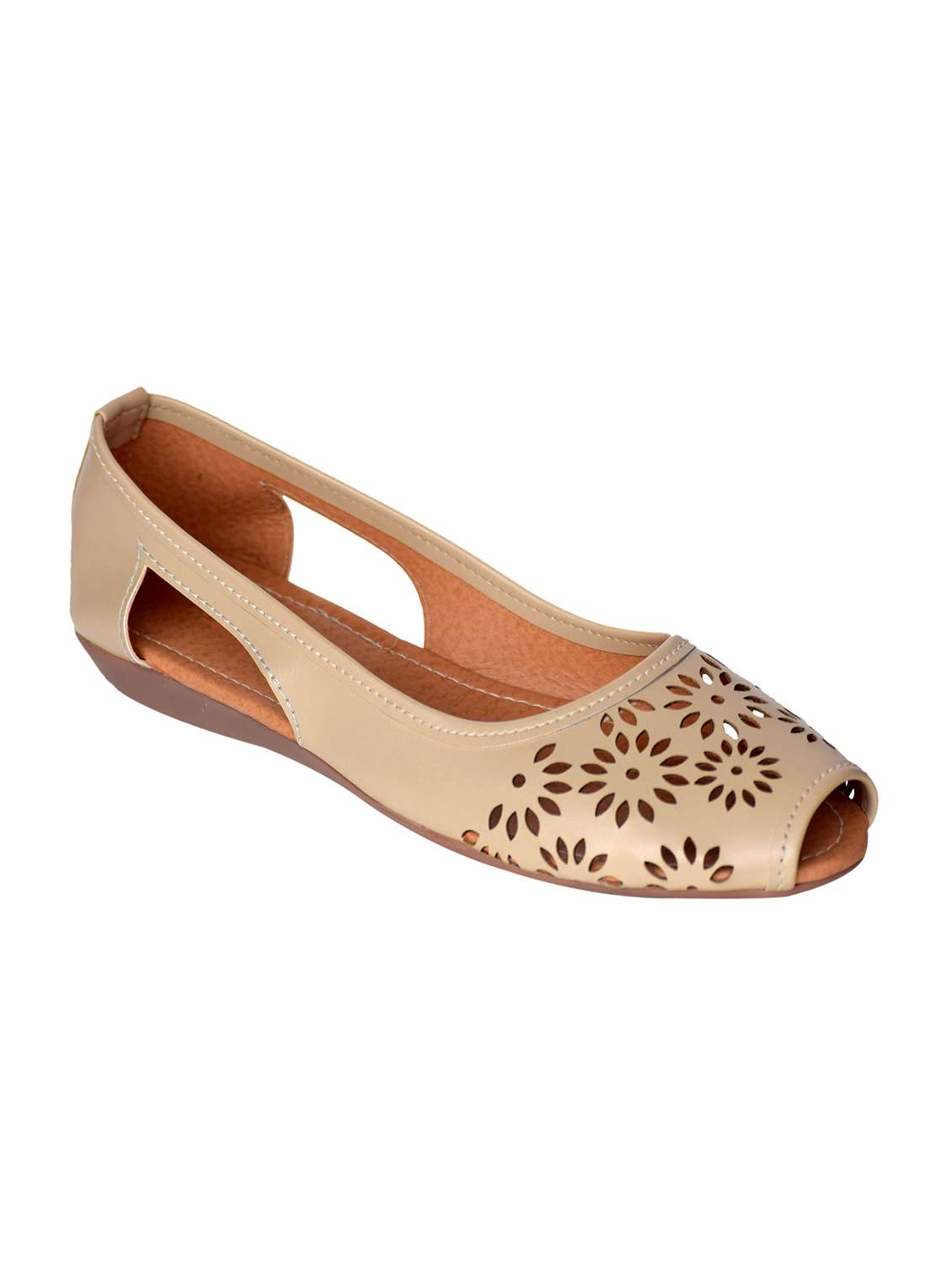 beige faux leather slip on sandals
