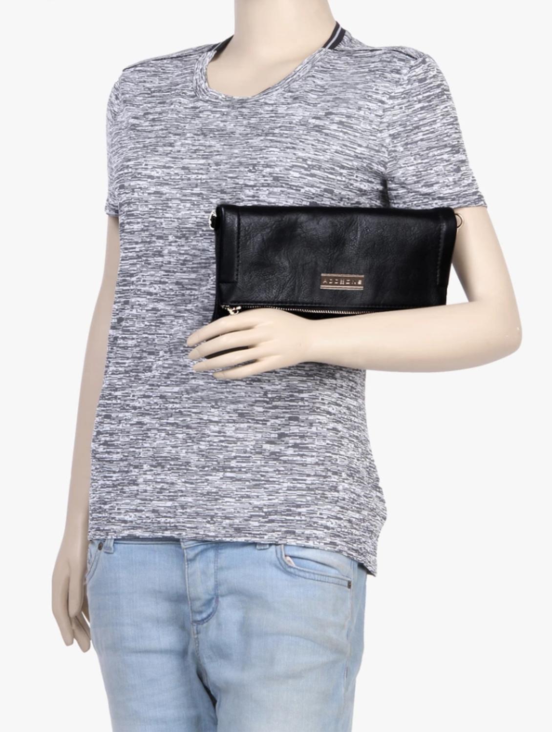 black leatherette clutch - 13149369 - Standard Image - 4