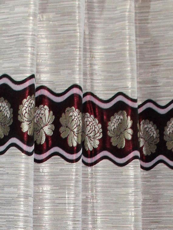 homefab india set of 2 jacquard blackout floral maroon window curtain - 5 ft - 13151349 - Standard Image - 1