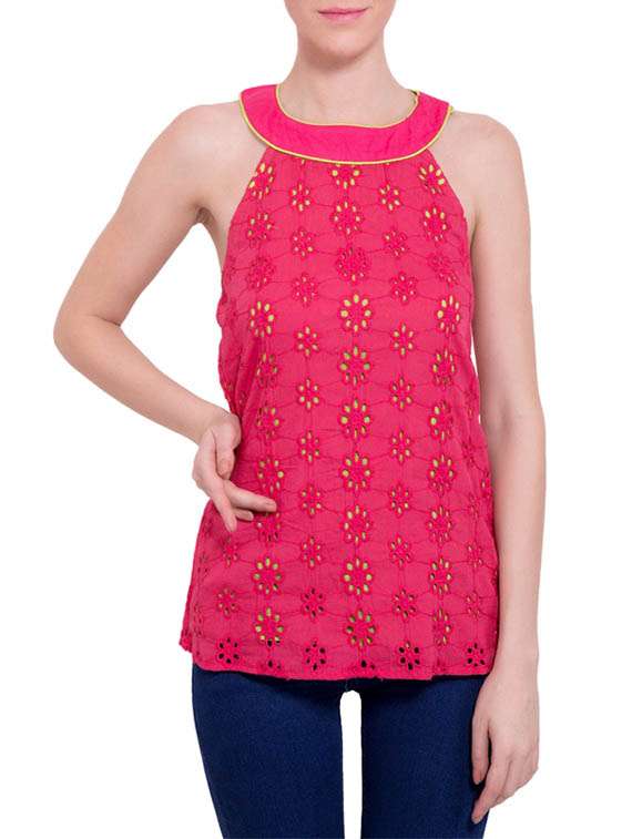 pink cotton regular top