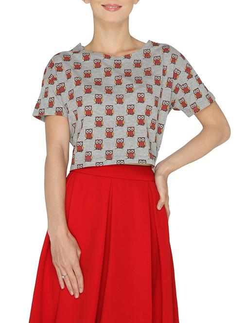 women's crop round neck top - 13158373 - Standard Image - 0
