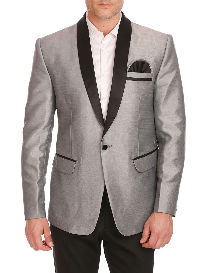 grey polyester formal blazer