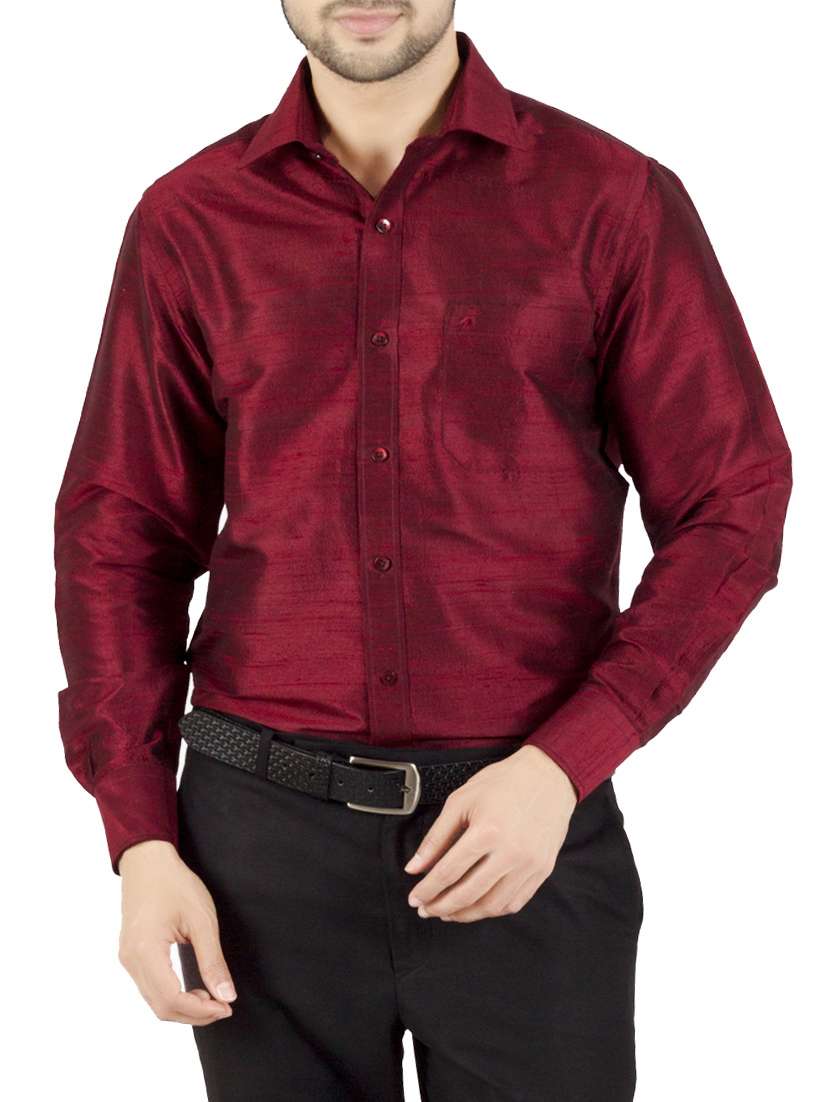 red solid casual shirt