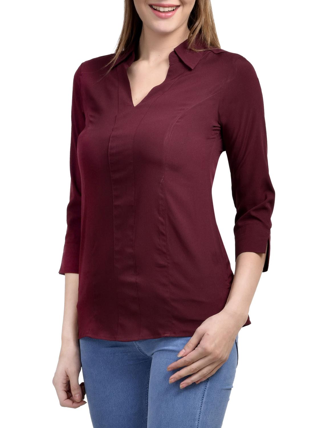 maroon polyester regular top - 13159156 - Standard Image - 1