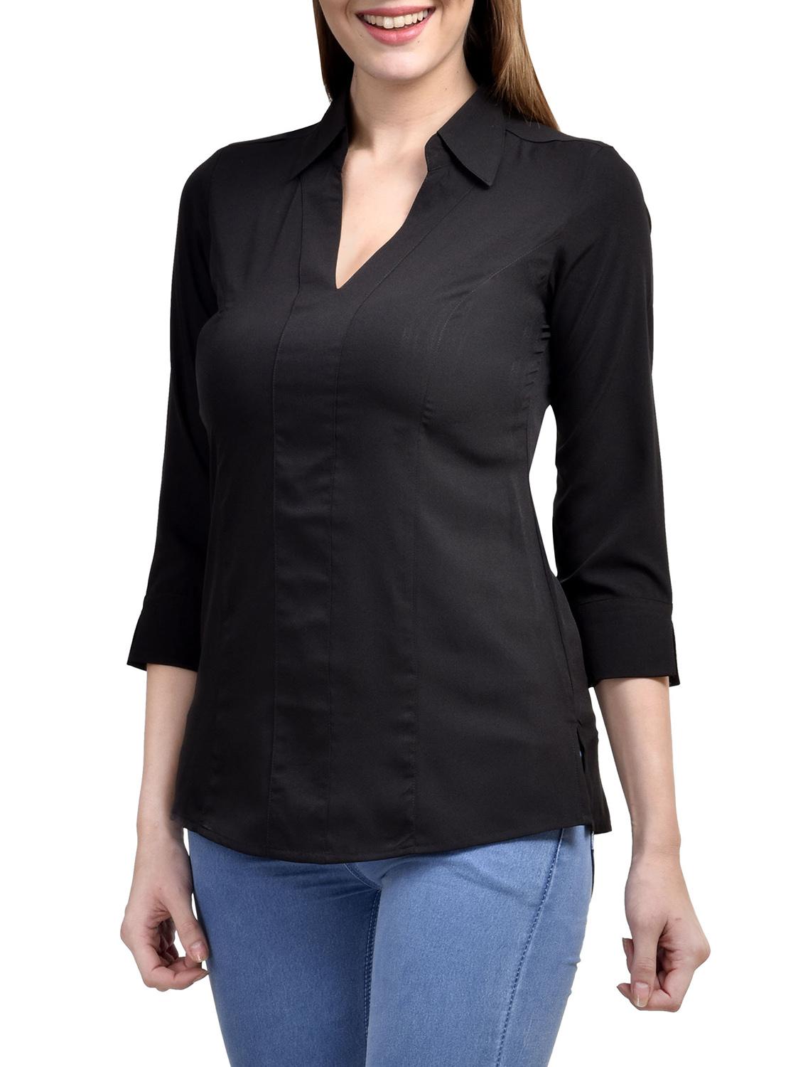 black polyester regular top - 13159158 - Standard Image - 1