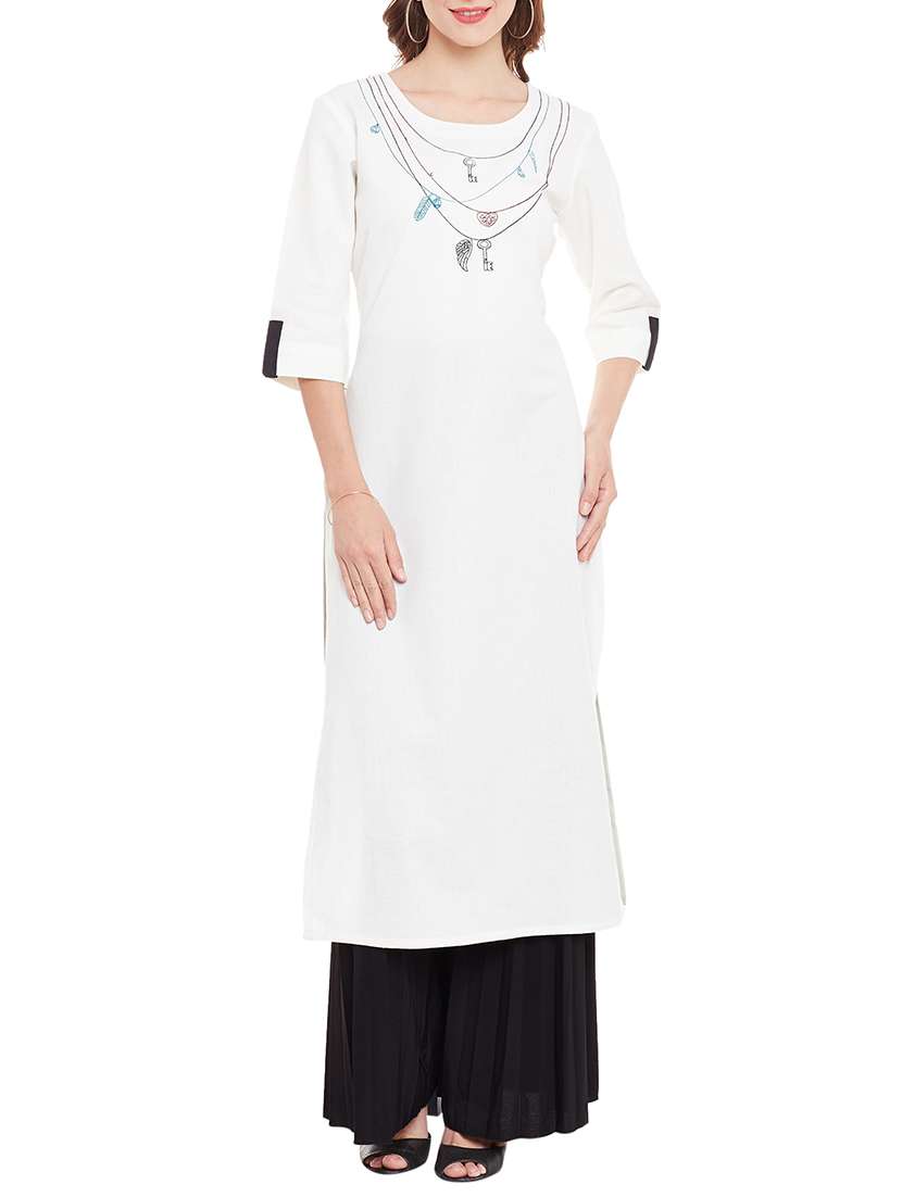 white cotton straight kurta