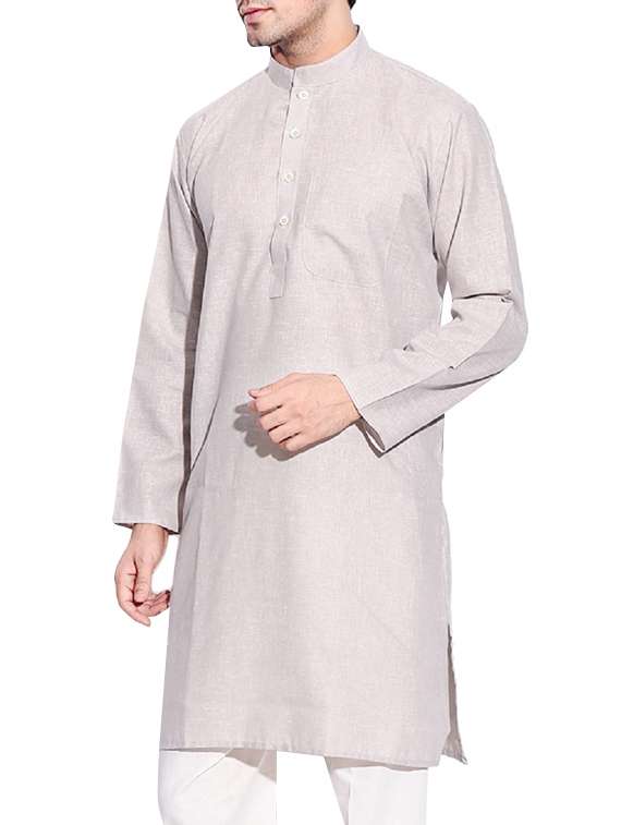 grey cotton kurta pyjama set - 13160459 -  Standard Image - 1