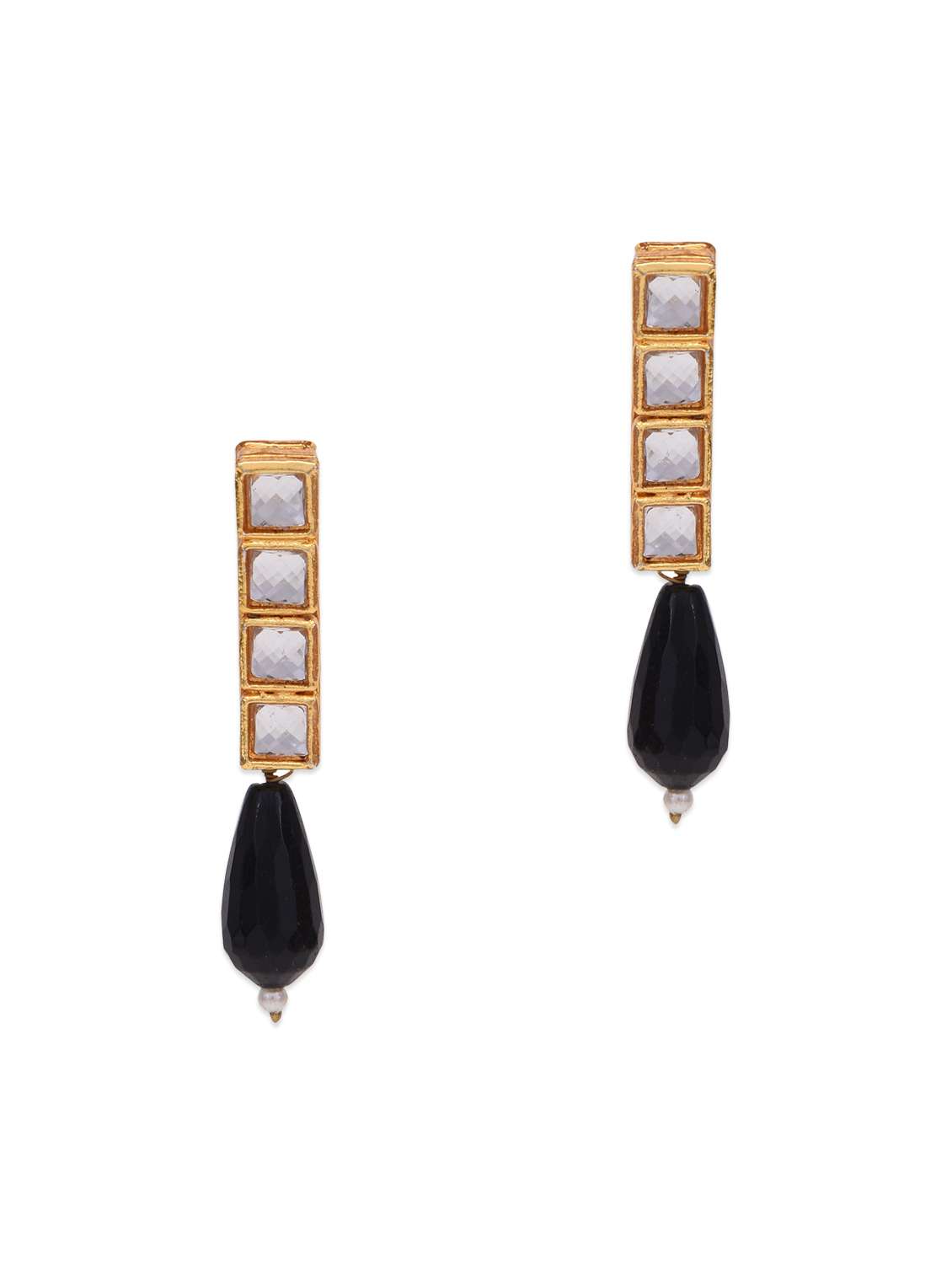 black stone drop earrings