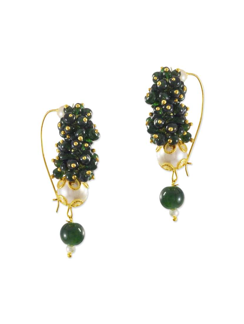 green brass drop earrings
