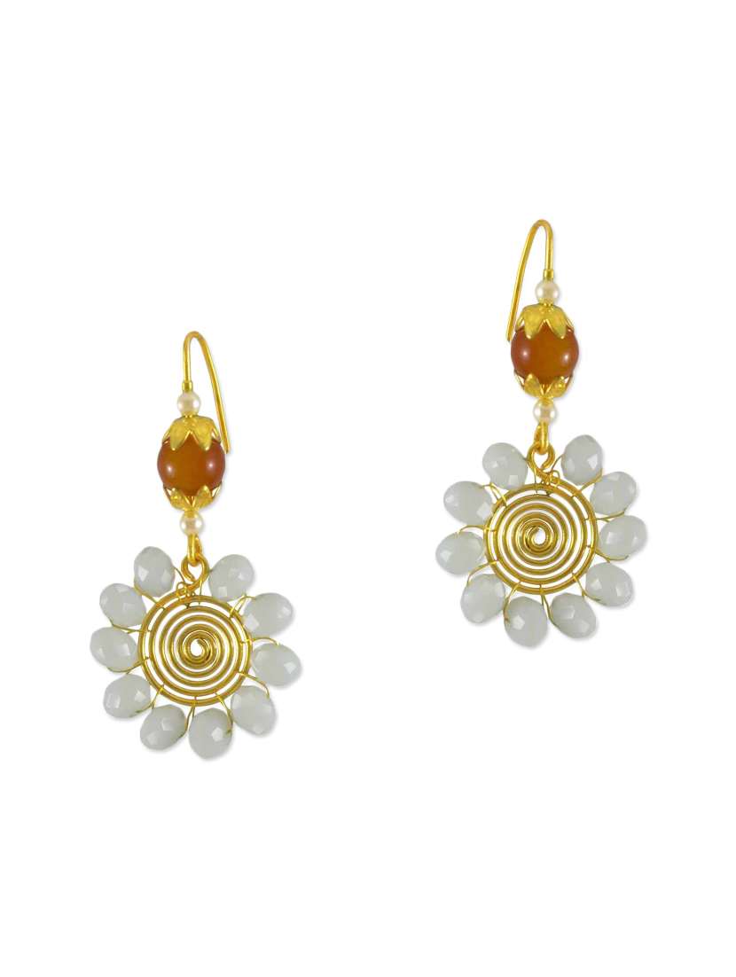 orange brass drop earrings