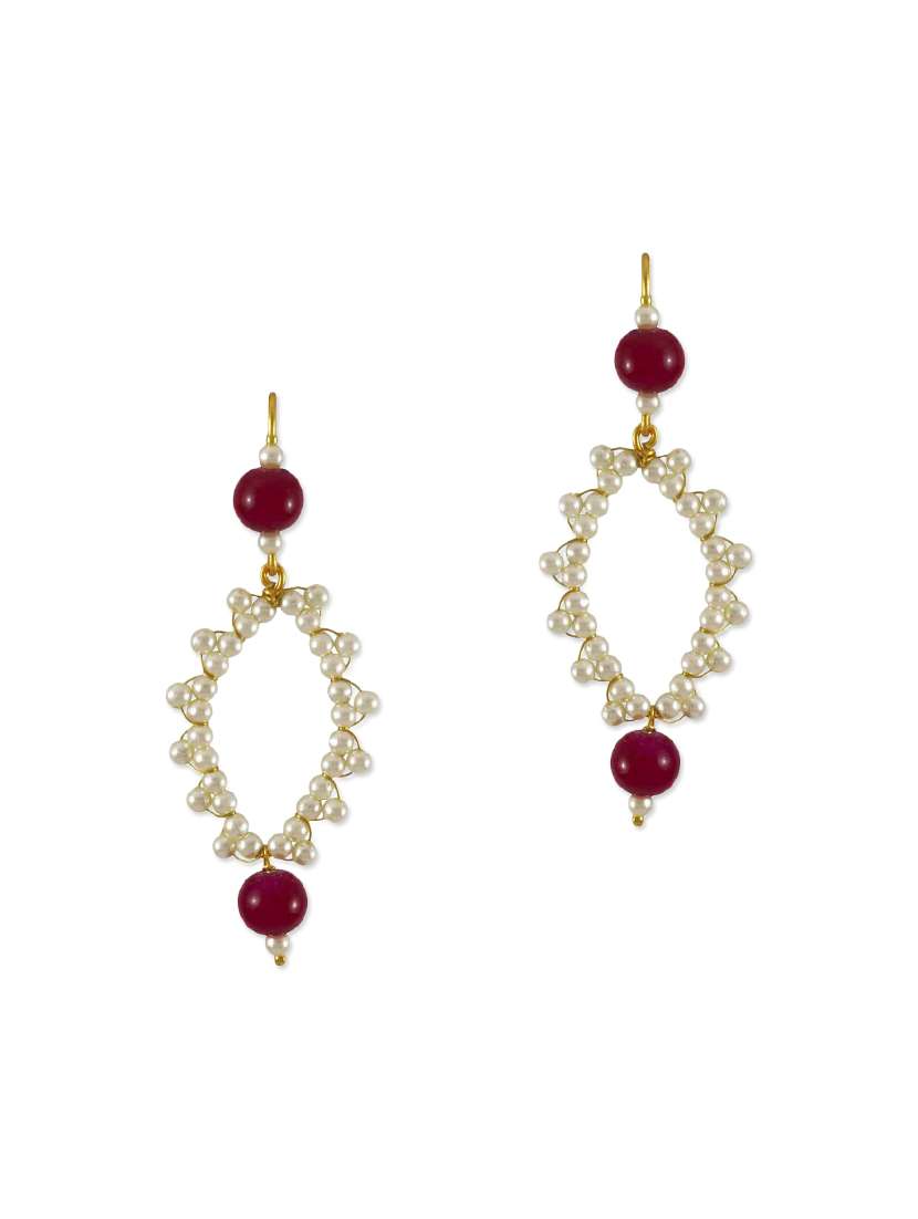 red brass drop earrings