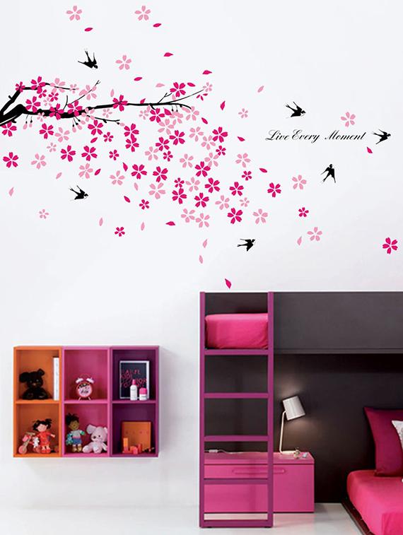 wall sticker (branch pink,wall covering area  43 x 35 inch)