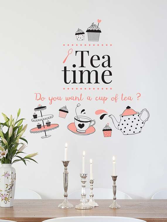 wall sticker (tea time,wall covering area  22 x 22 inch)