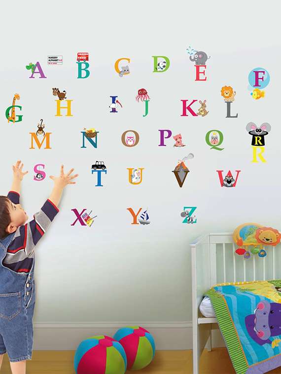 wall sticker (abcd,wall covering area  23 x 21 inch)