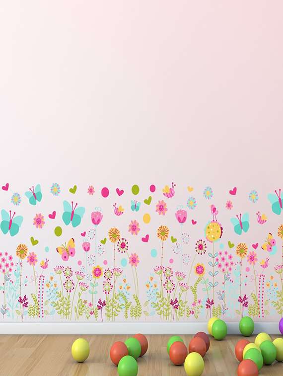 wall sticker (nusery flowers,wall covering area  51 x 29 inch)