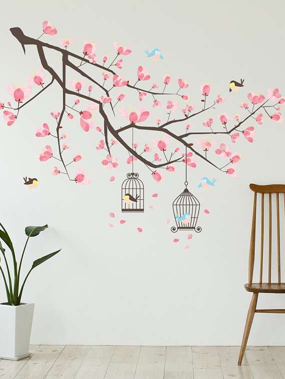 wall sticker (flowers branches,wall covering area  47 x 37 inch)