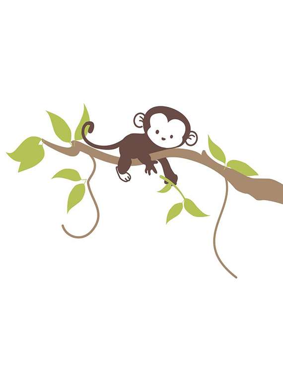 wall sticker (sleep monkey,wall covering area  14 x 8 inch)