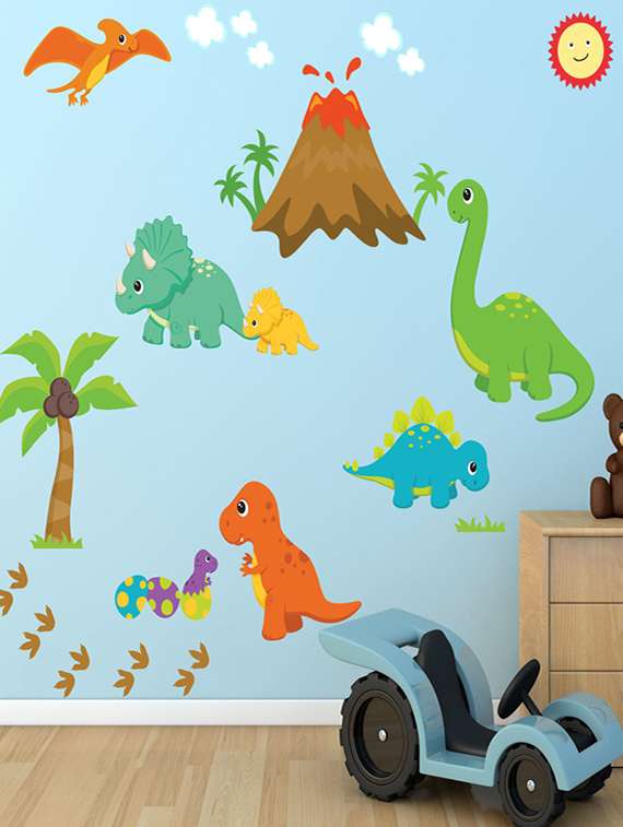 wall sticker (dino,wall covering area  14 x 11 inch)