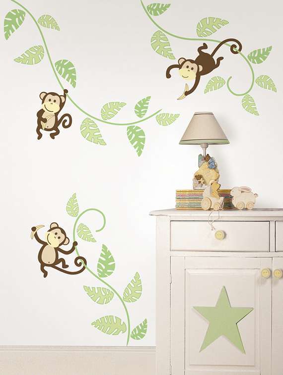 wall sticker (playing monkey,wall covering area  17 x 14 inch)