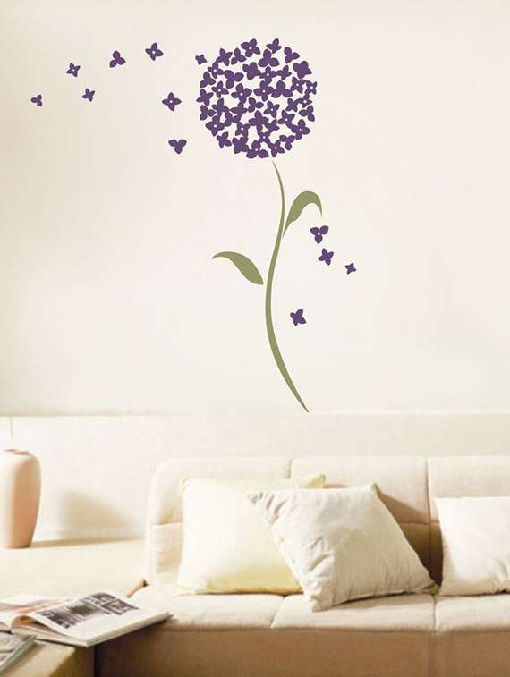 wall sticker (purple flowers,wall covering area  35 x 27 inch)