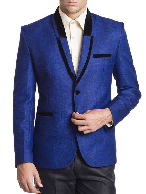blue linen formal blazer