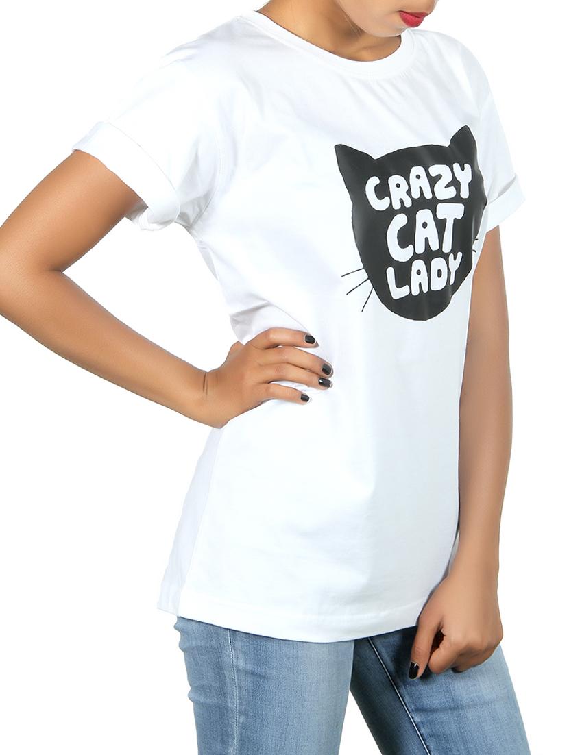 women's chest print round neck t-shirt - 13169445 - Standard Image - 1