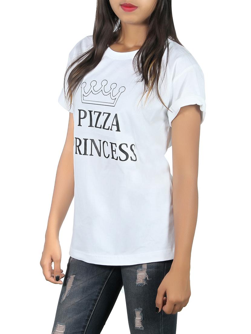 women's front print round neck t-shirt - 13169446 - Standard Image - 1