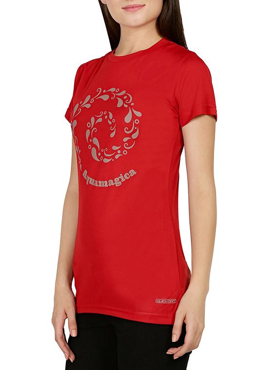 women's chest print round neck t-shirt - 13169849 -  Standard Image - 1