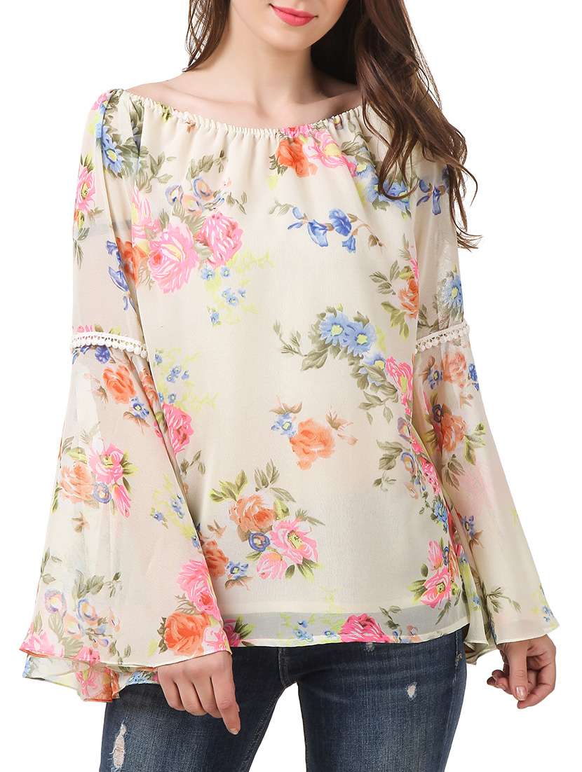 bell sleeved elasticated neck top