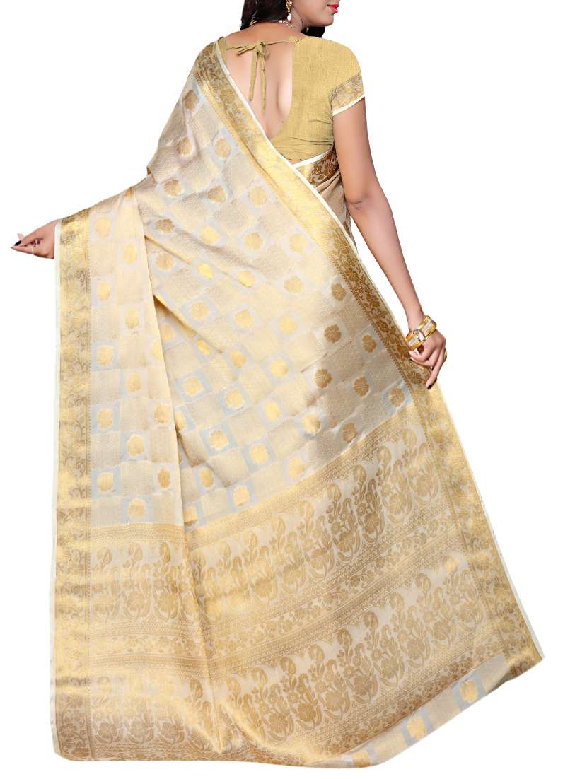 women's self design beige colored saree with blouse - 13176748 -  Standard Image - 1