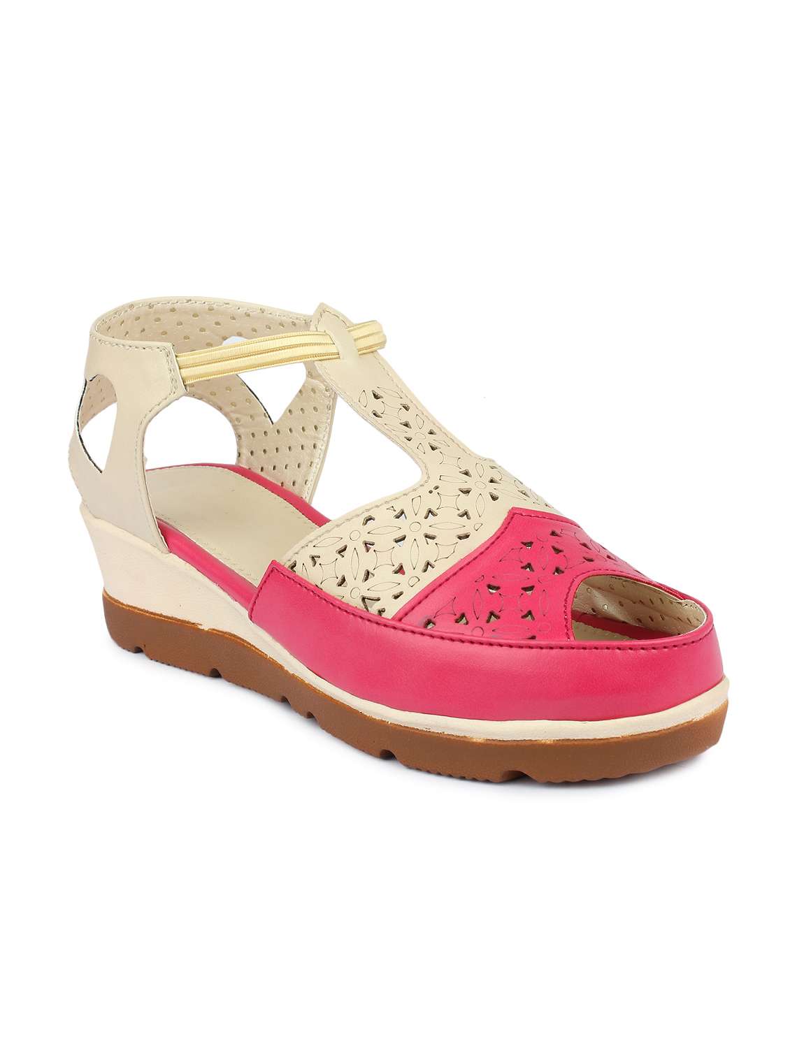 beautiful pink colour synthetic wedges from shezone