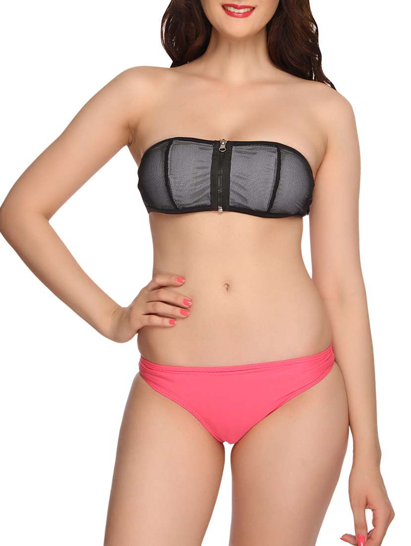 multicolor tube bra bikini