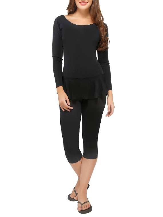 black nylon functional swimsuit