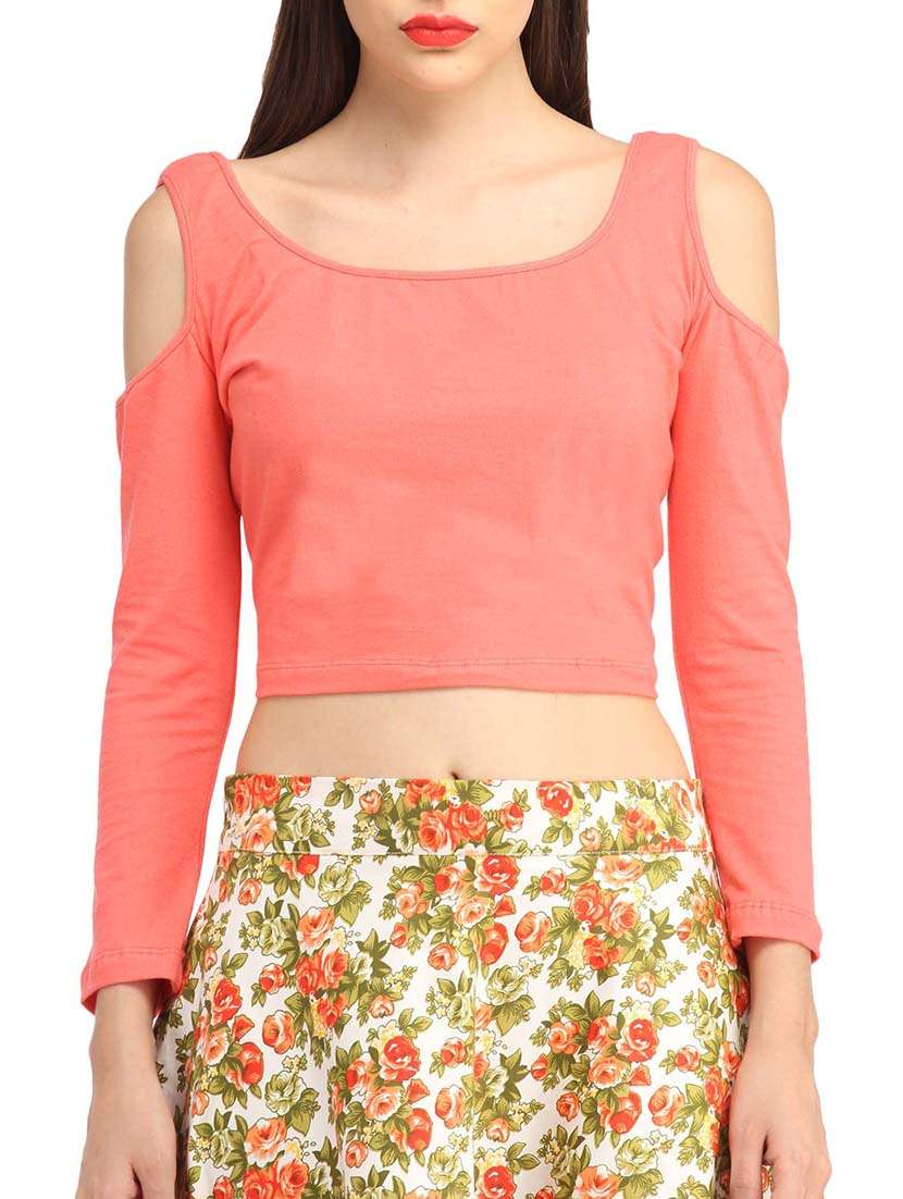 scoop neck cold shoulder top