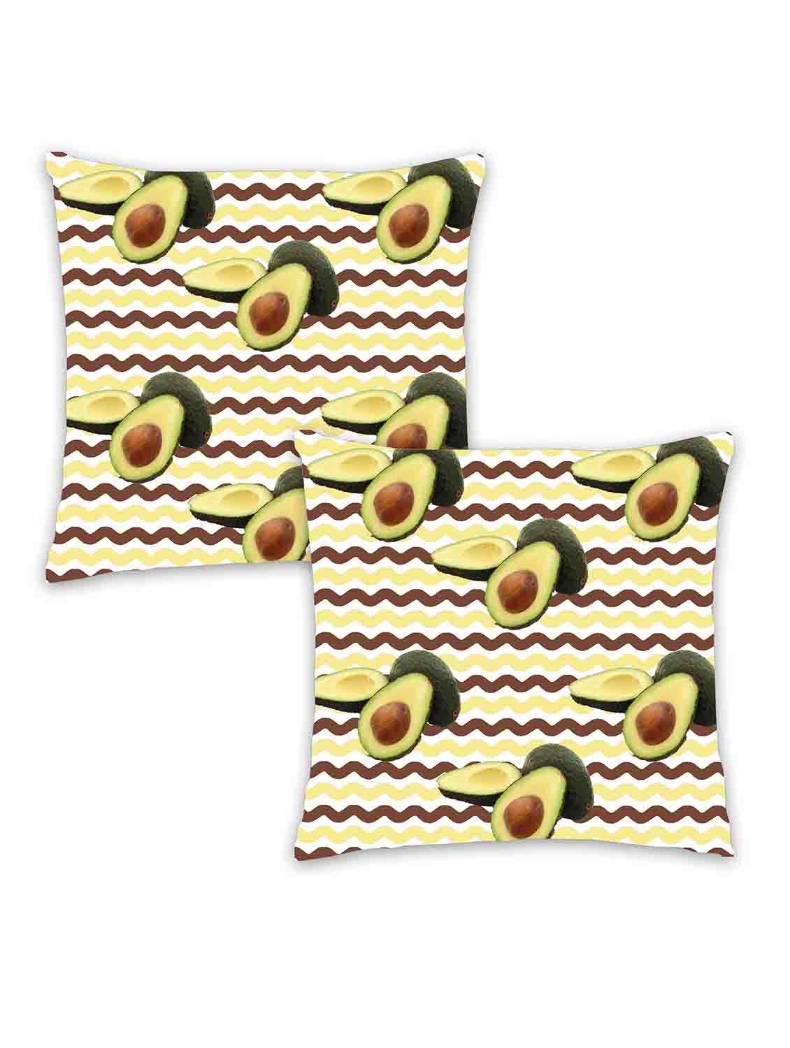 ambbi collection digitally printed cushion cover waves background & apricot in half drop placemnet set of 2