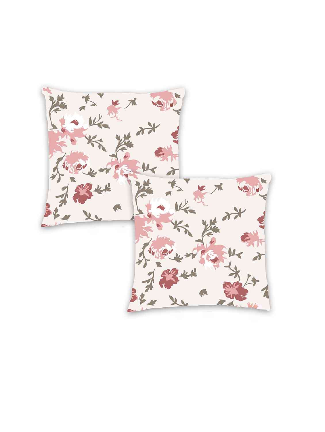 ambbi collection digitally printed cushion cover hazy roses & leaves set of 2