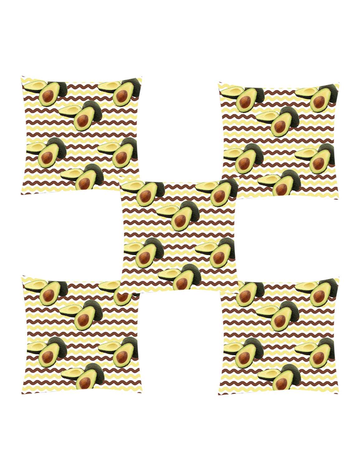 ambbi collection digitally printed cushion cover waves background & apricot in half drop placemnet set of 5