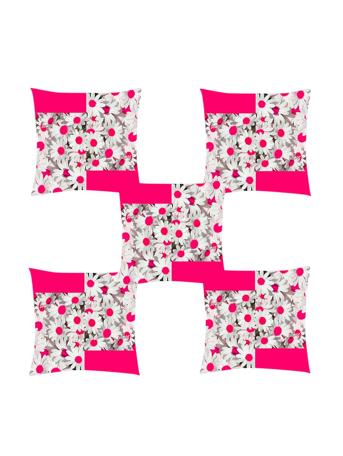 ambbi collection digitally printed cushion cover flowres & colored background set of 5