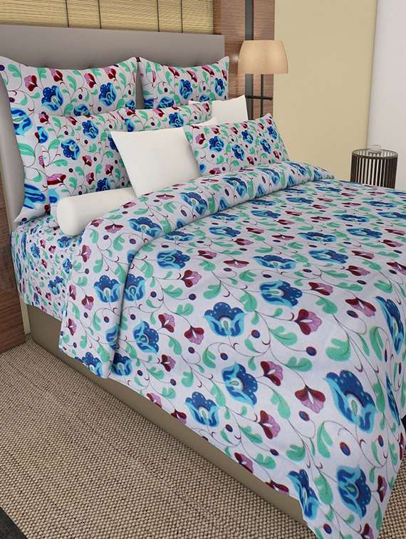 amethyst cotton printed double bedsheet with two pillow covers