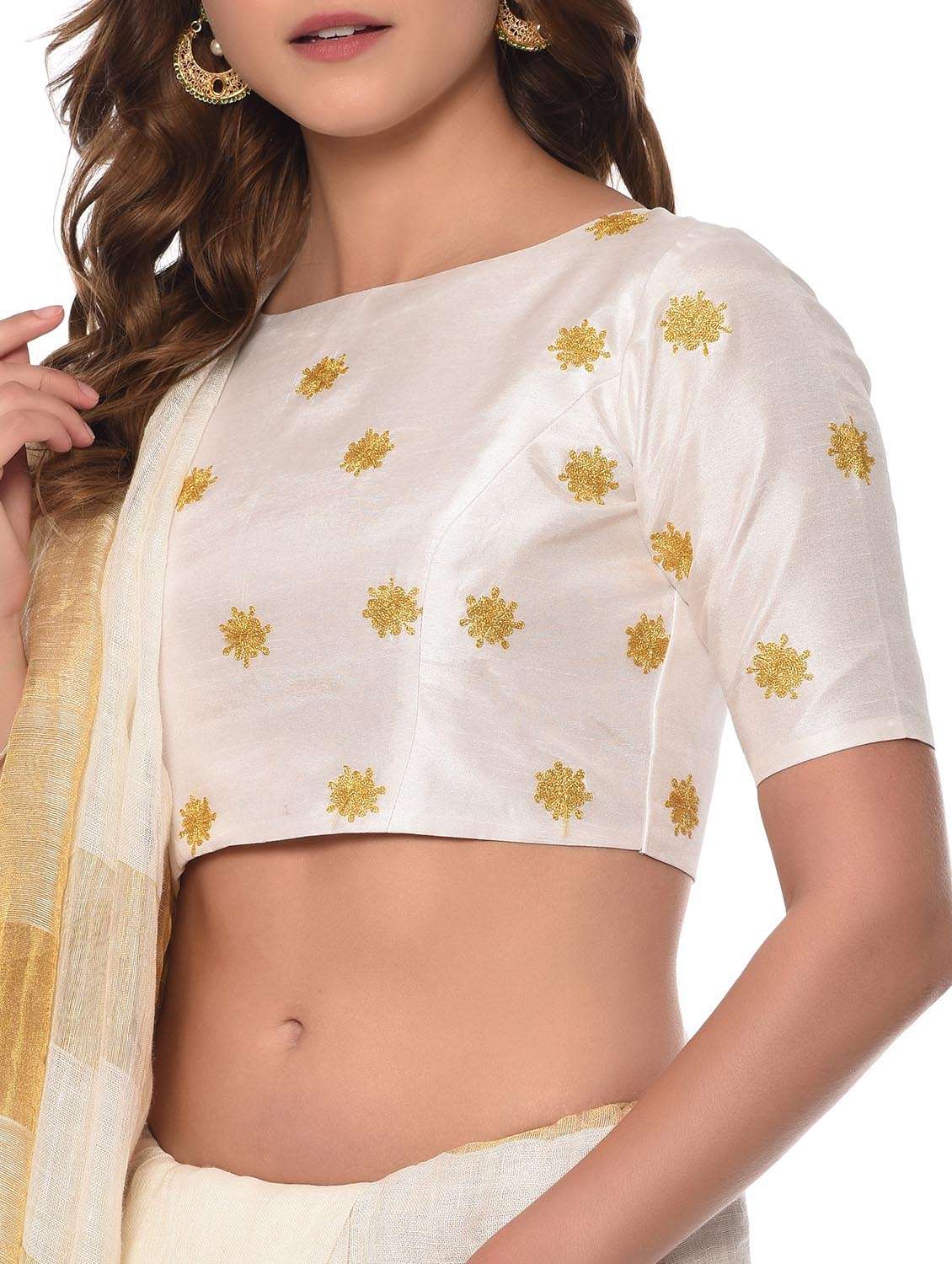 white  dupion embroidered blouse