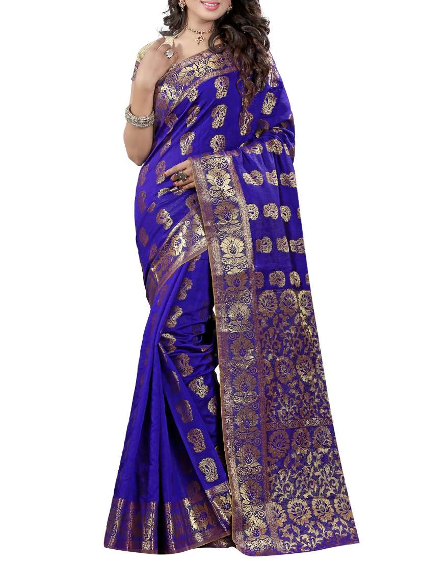 blue silk saree with blouse