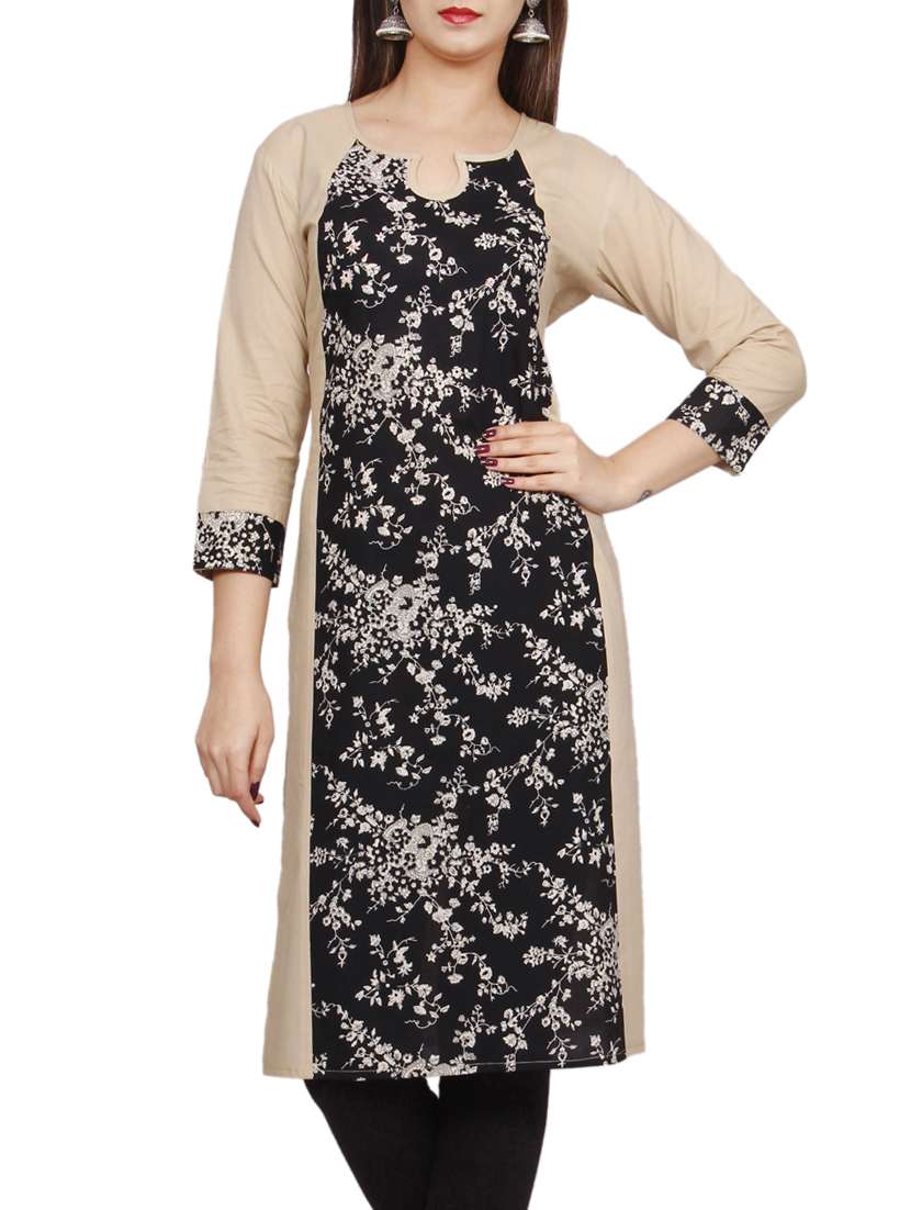 beige cotton straight kurta