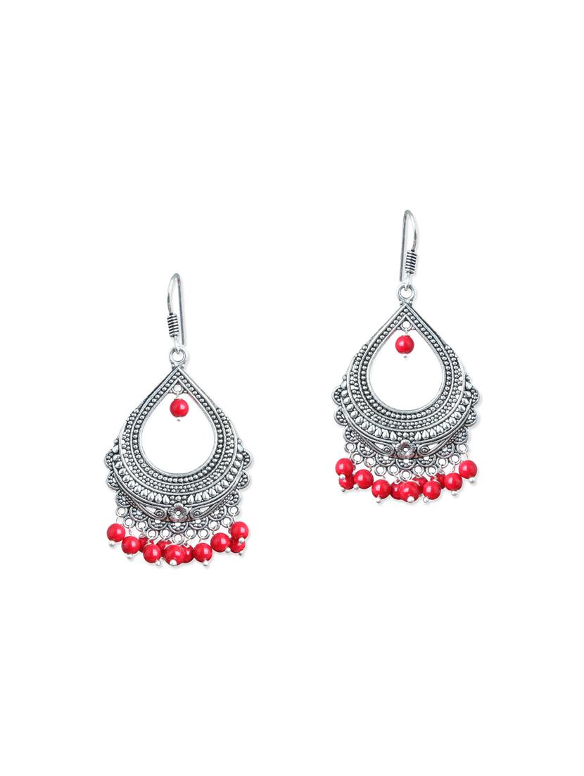 red silver tone chandellier earring - 13193976 - Zoom Image - 0