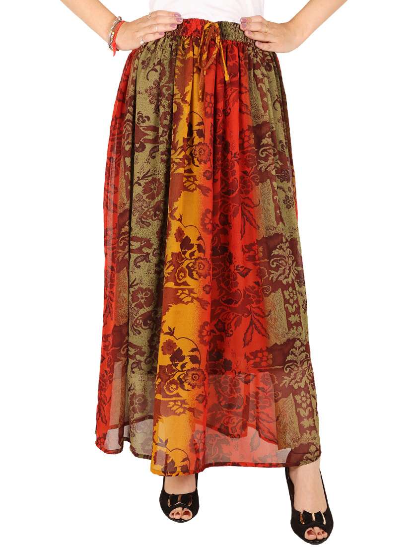 multicolored georgette maxi skirt