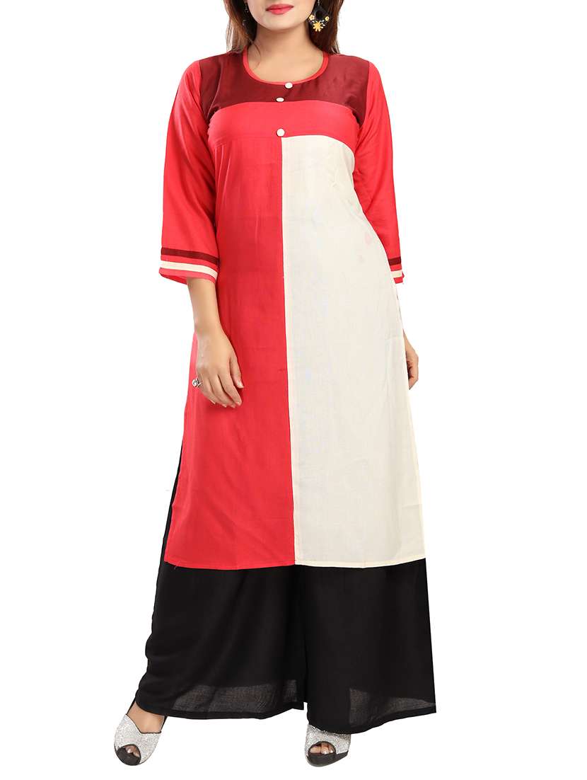 pink cotton straight kurta