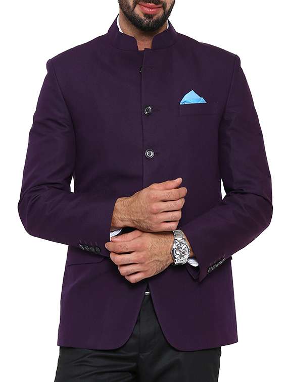 solid purple cotton blazer