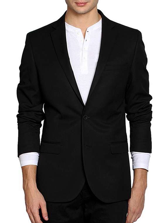 black cotton formal blazer