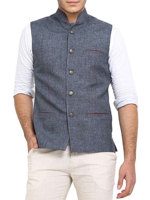 grey cotton nehru jacket