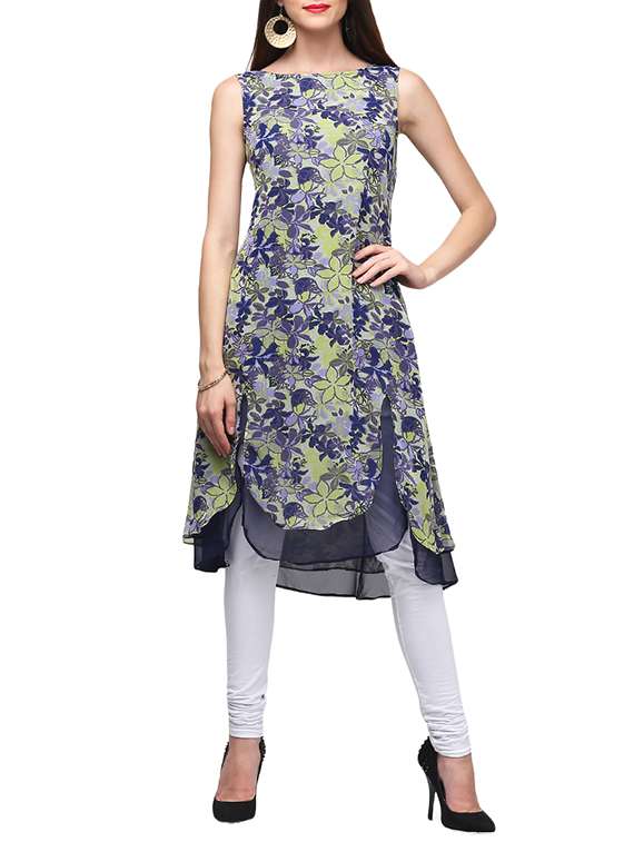 blue georgette a-line kurta