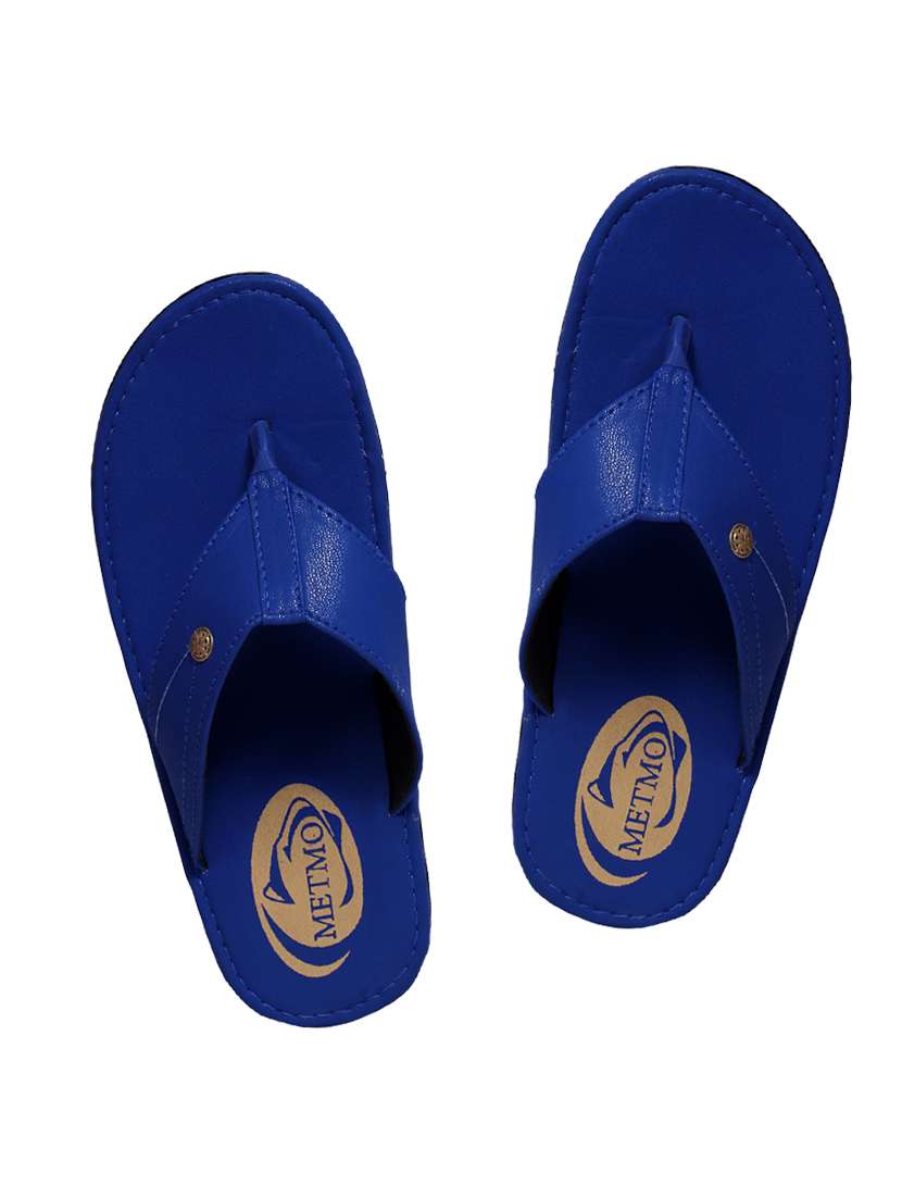 blue leatherette toe seperator slipper - 13213806 - Zoom Image - 0